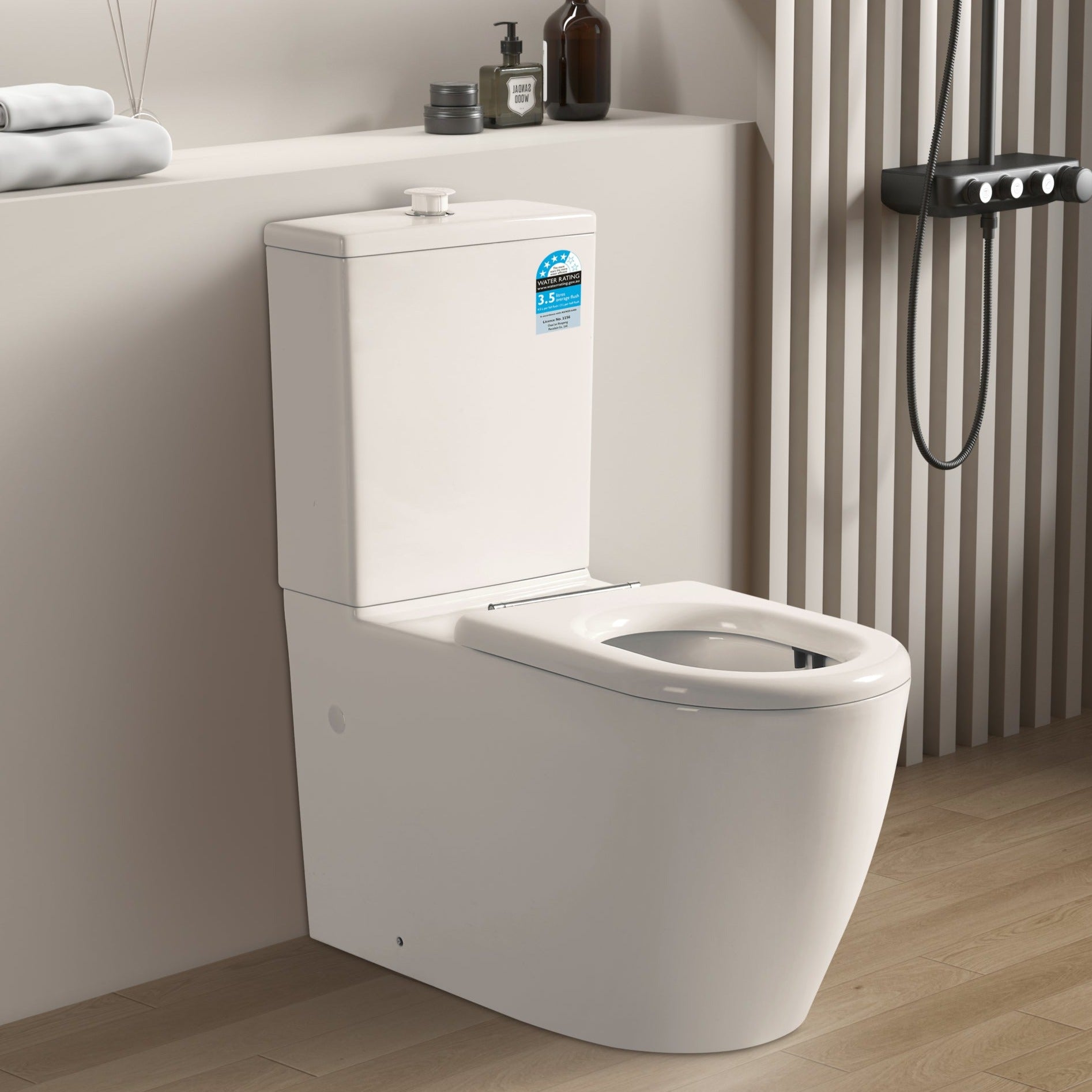 Asta Rimless Disable Rimless Gloss White Toilet Suite - Image 2