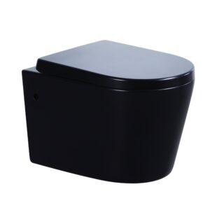 Avis Matte Black Rimless Wall Hung Matte Black Toilet