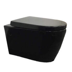 Avery Box Rim Wall Hung Gloss Black Toilet