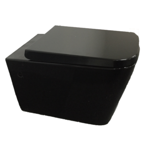 Qubist Box Rim Wall Hung Gloss Black Toilet
