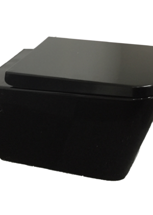Qubist Box Rim Wall Hung Gloss Black Toilet