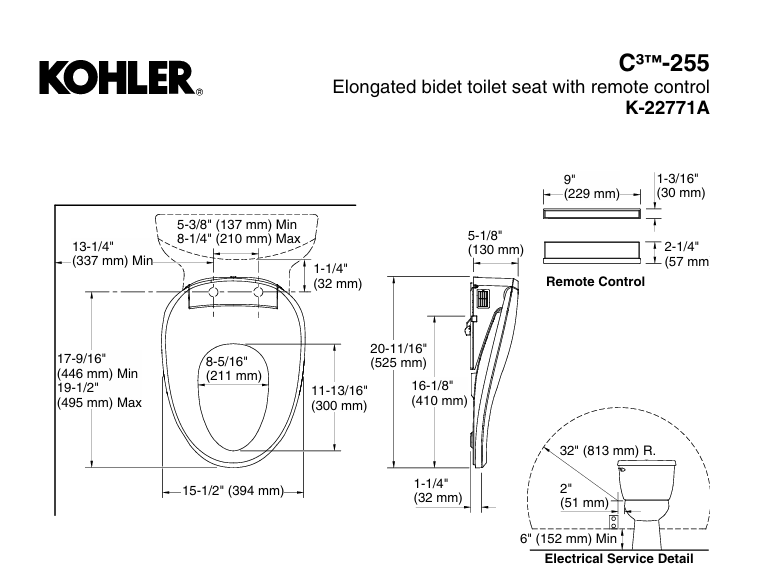 KOHLER Veil Back To Wall Toilet Suite With Electronic Bidet Seat - Image 12