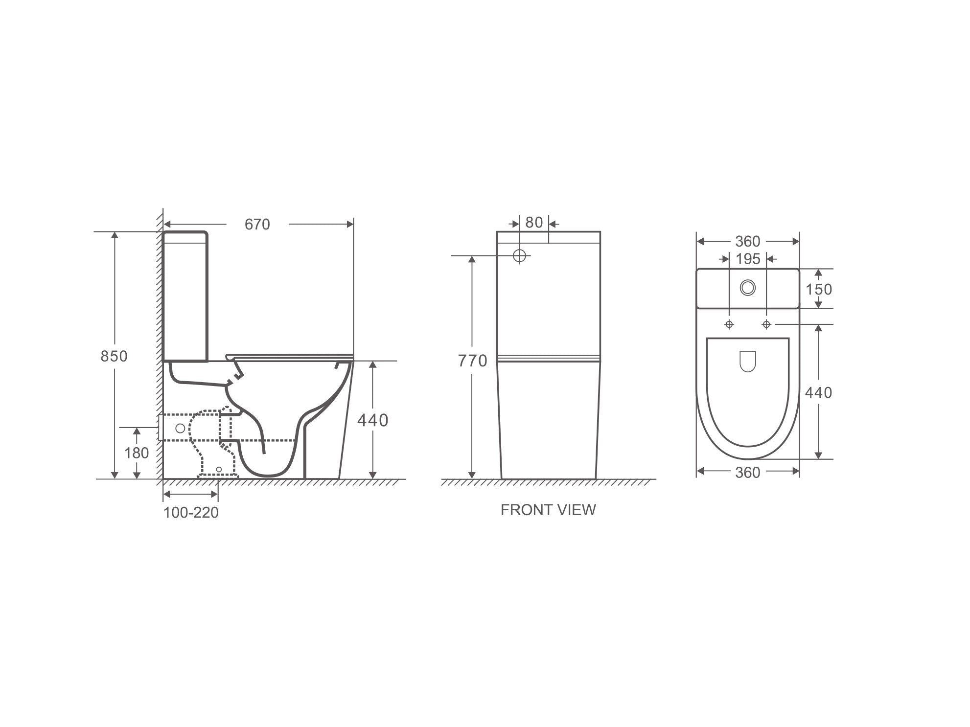 Berlin Rimless Back To Wall Toilet Suite (Matte Black) - Image 5